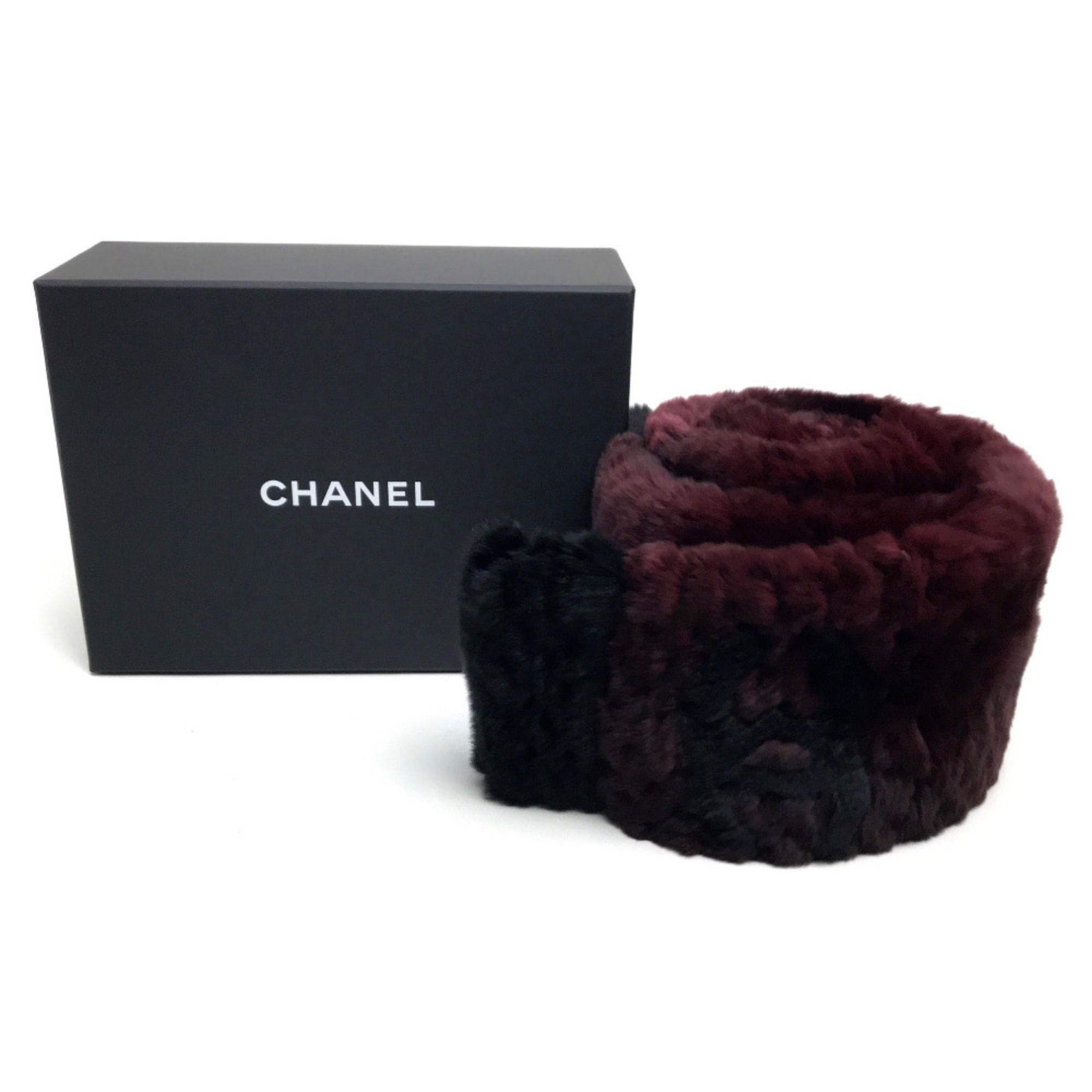 Chanel CC Mark Scarf Red Bordeaux Black