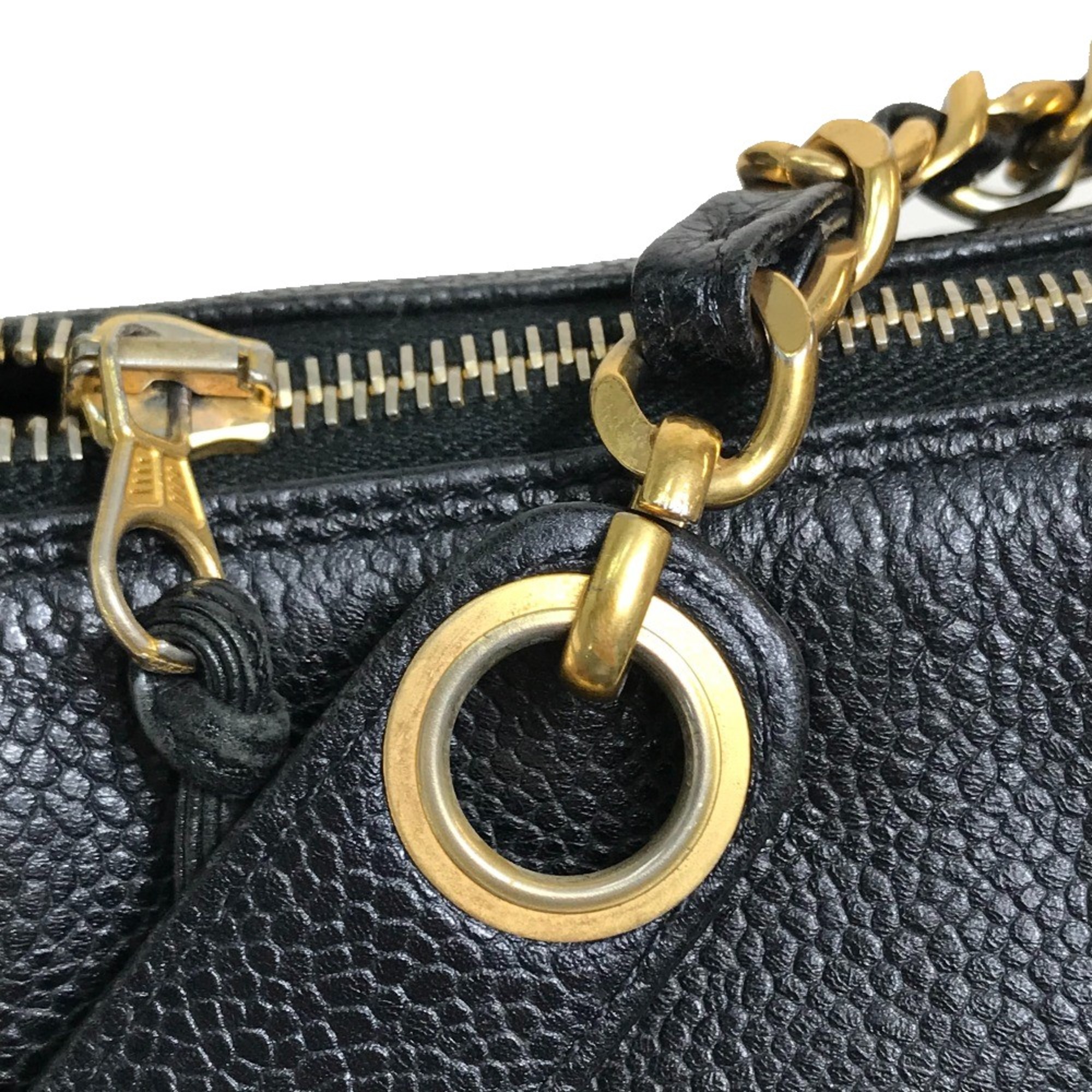 Chanel CC Mark Chain Tote Bag Shoulder Bag Black GoldHardware