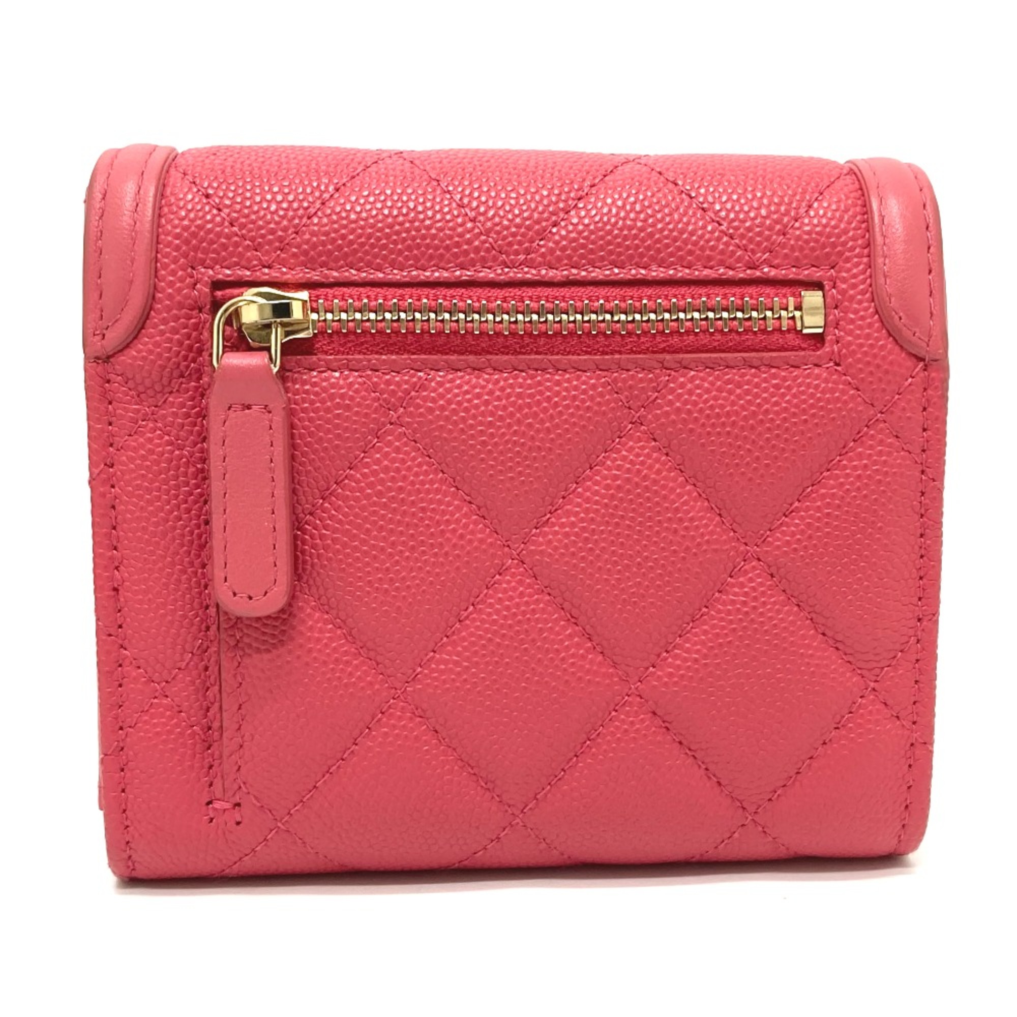 Chanel AP0375 CC filigree medium wallet Trifold wallet Pink Based