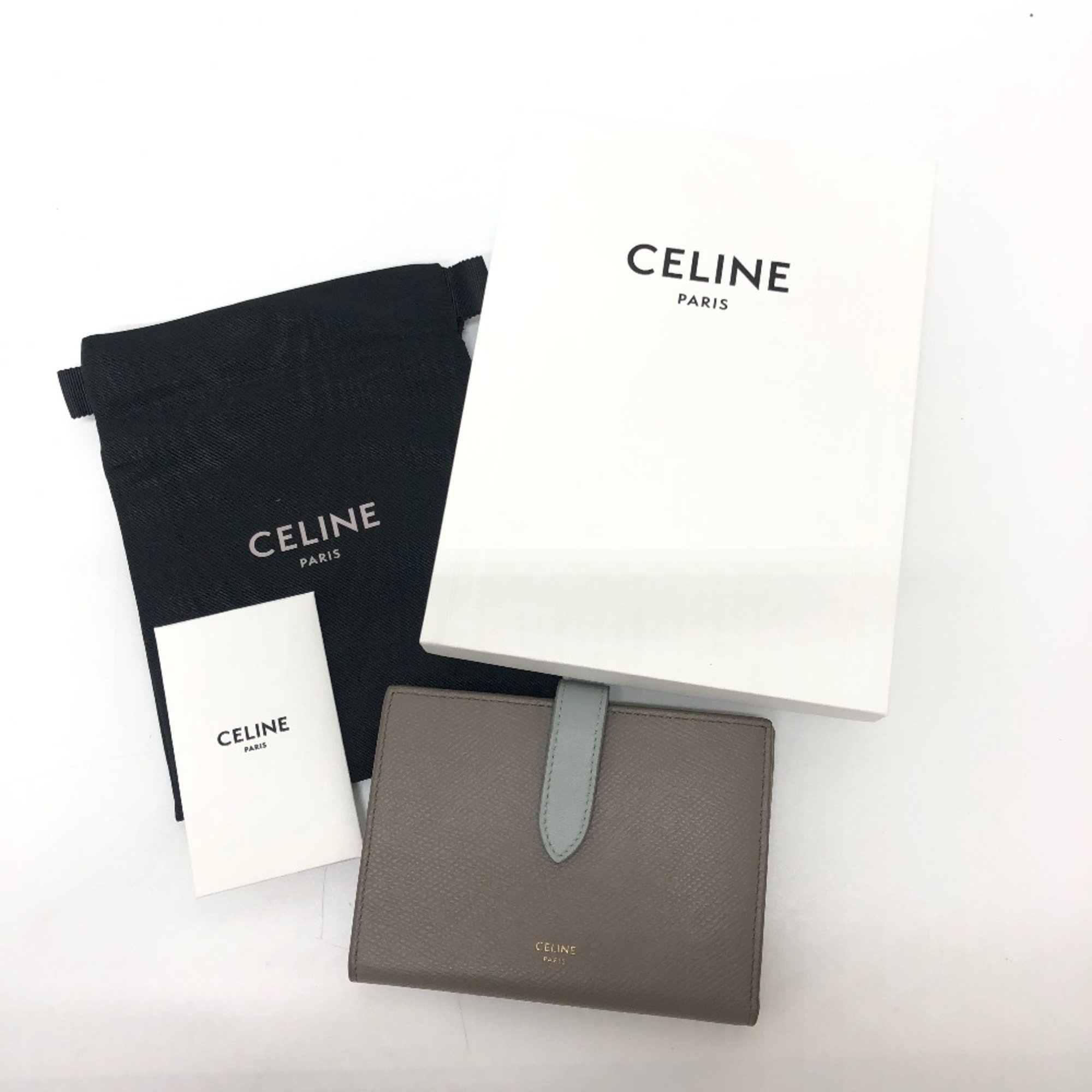 CELINE 10B643BRU Wallet Compact Wallet Folded wallet gray GoldHardware