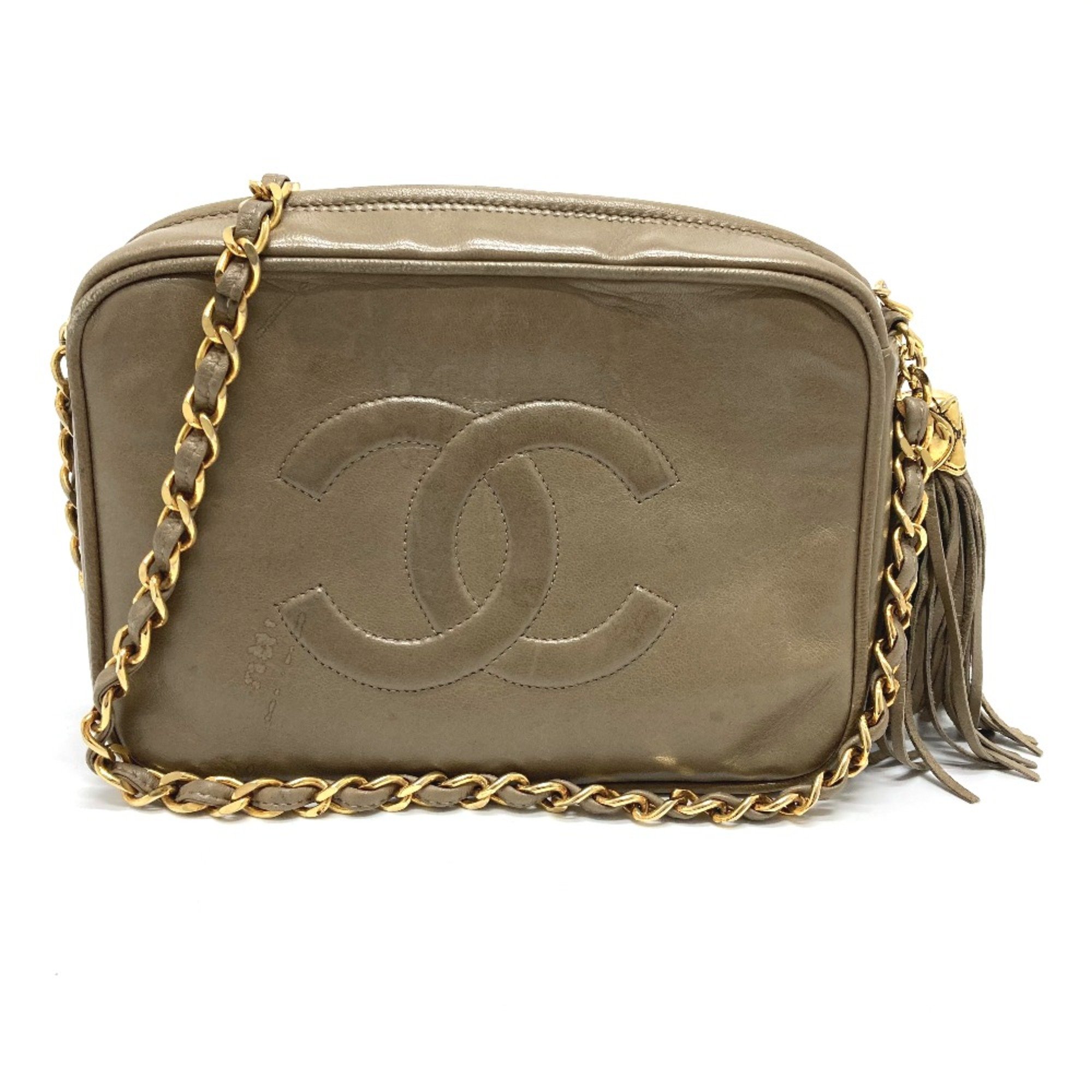 Chanel CC Mark bag with fringe Pochette Shoulder Bag BeigeBased GoldHardware