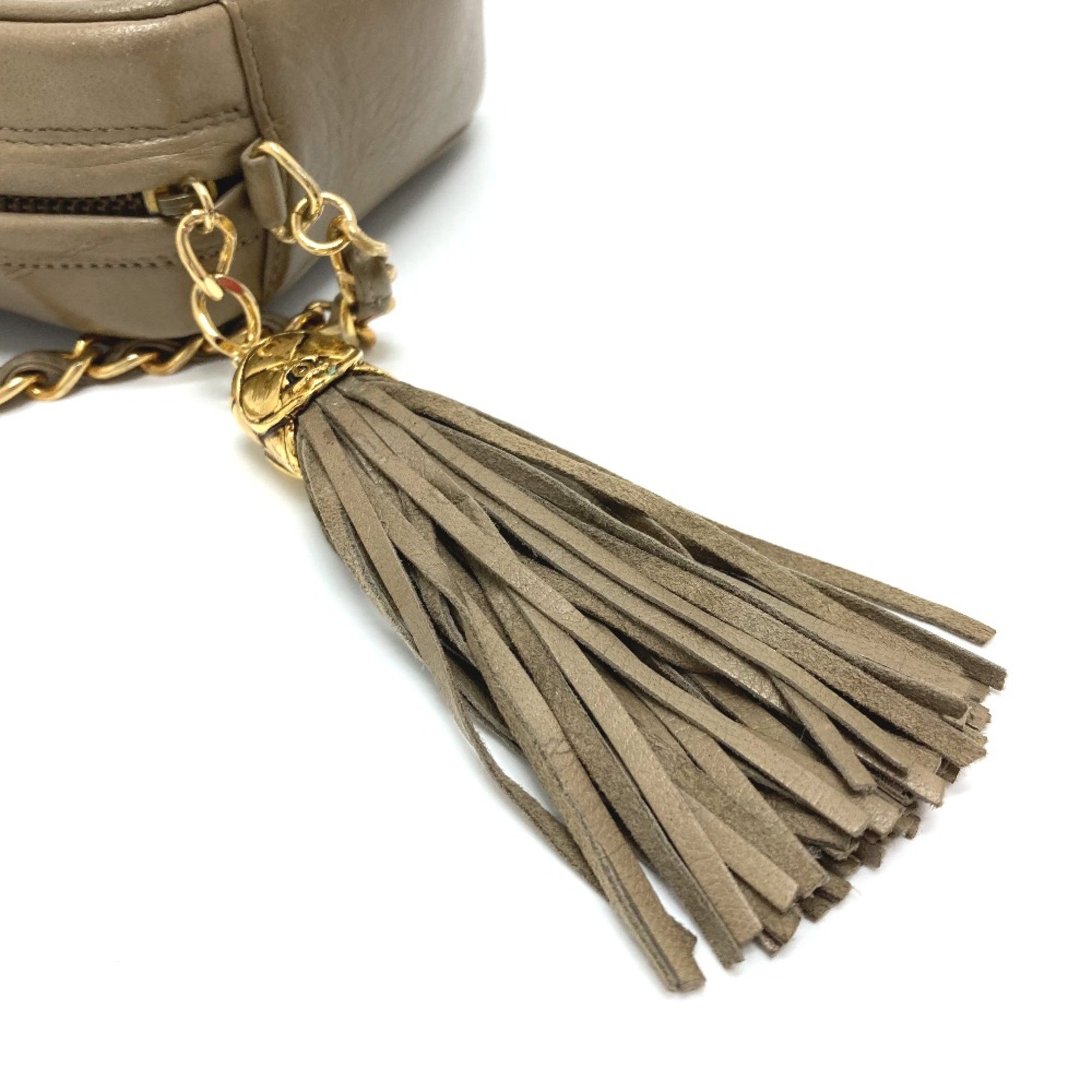 Chanel CC Mark bag with fringe Pochette Shoulder Bag BeigeBased GoldHardware