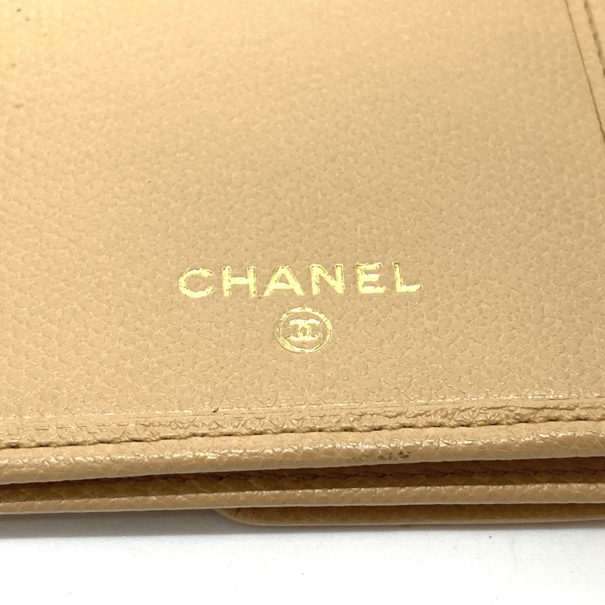 Chanel A20905 CC Mark Bifold Long Wallet Beige