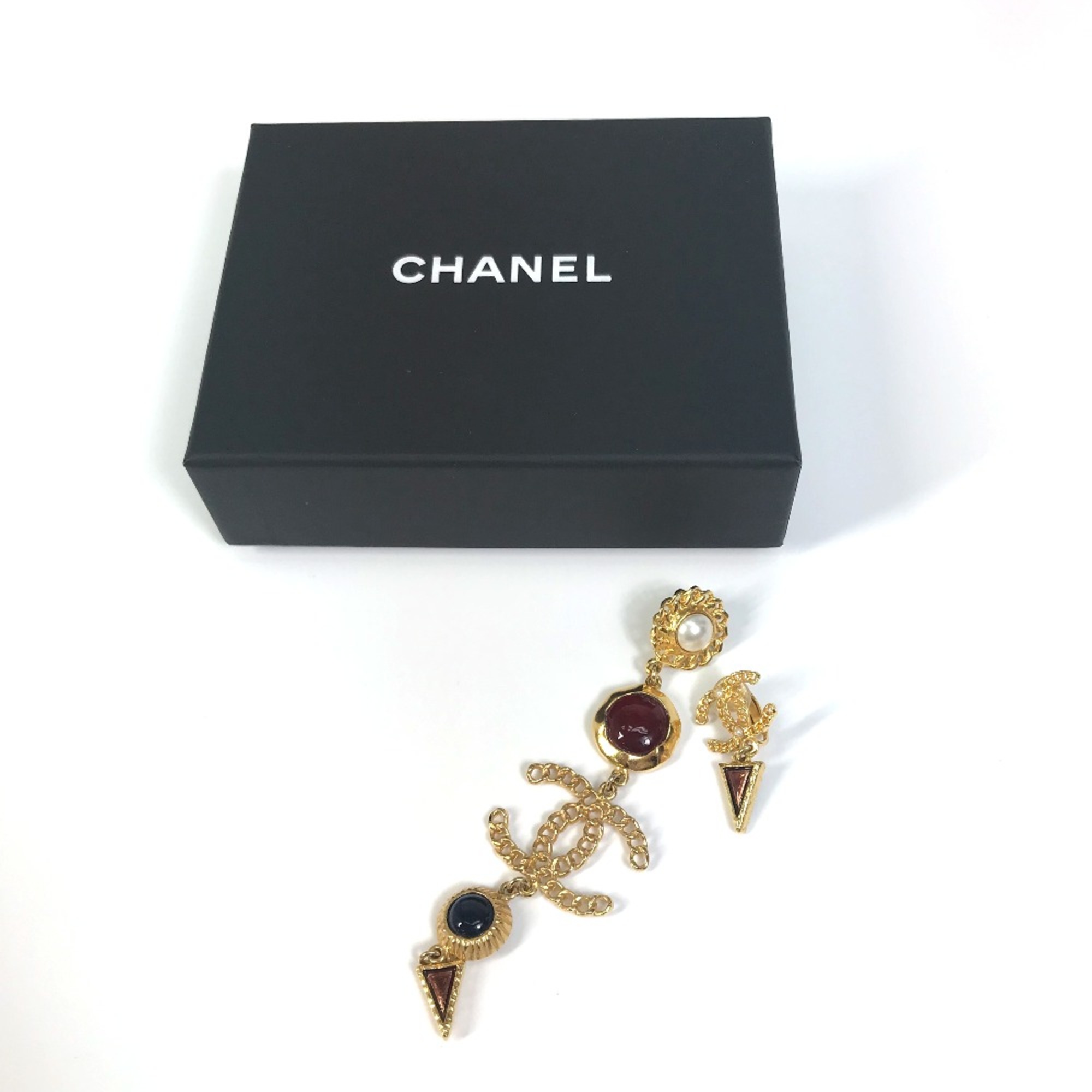 Chanel CC Mark Earrings Gold x Multicolore