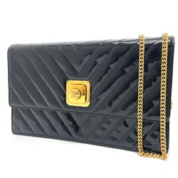 Chanel V-Stitch Chevron Bag Chain 2WAY Crossbody Shoulder Bag Black GoldHardware