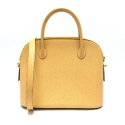 CELINE Vintage Bowling Shoulder Bag Yellow Beige Based GoldHardware