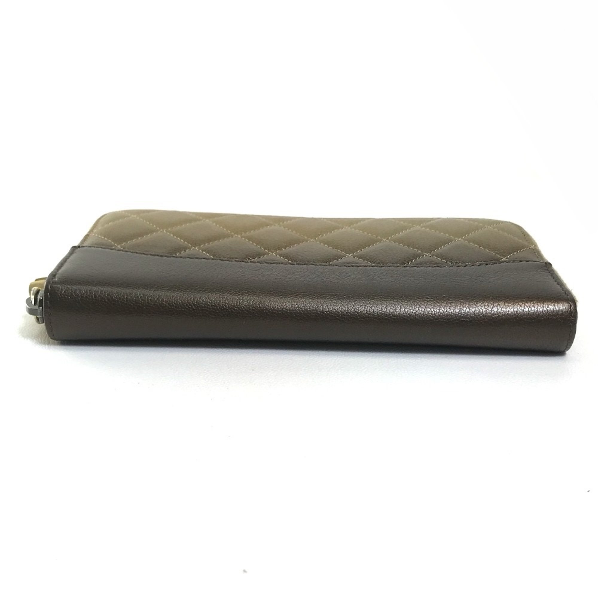 Chanel Gradation Zip Around Long Wallet Gold x Brown