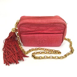 Chanel CC Mark bag fringe tassel Shoulder Bag Red x GoldHardware