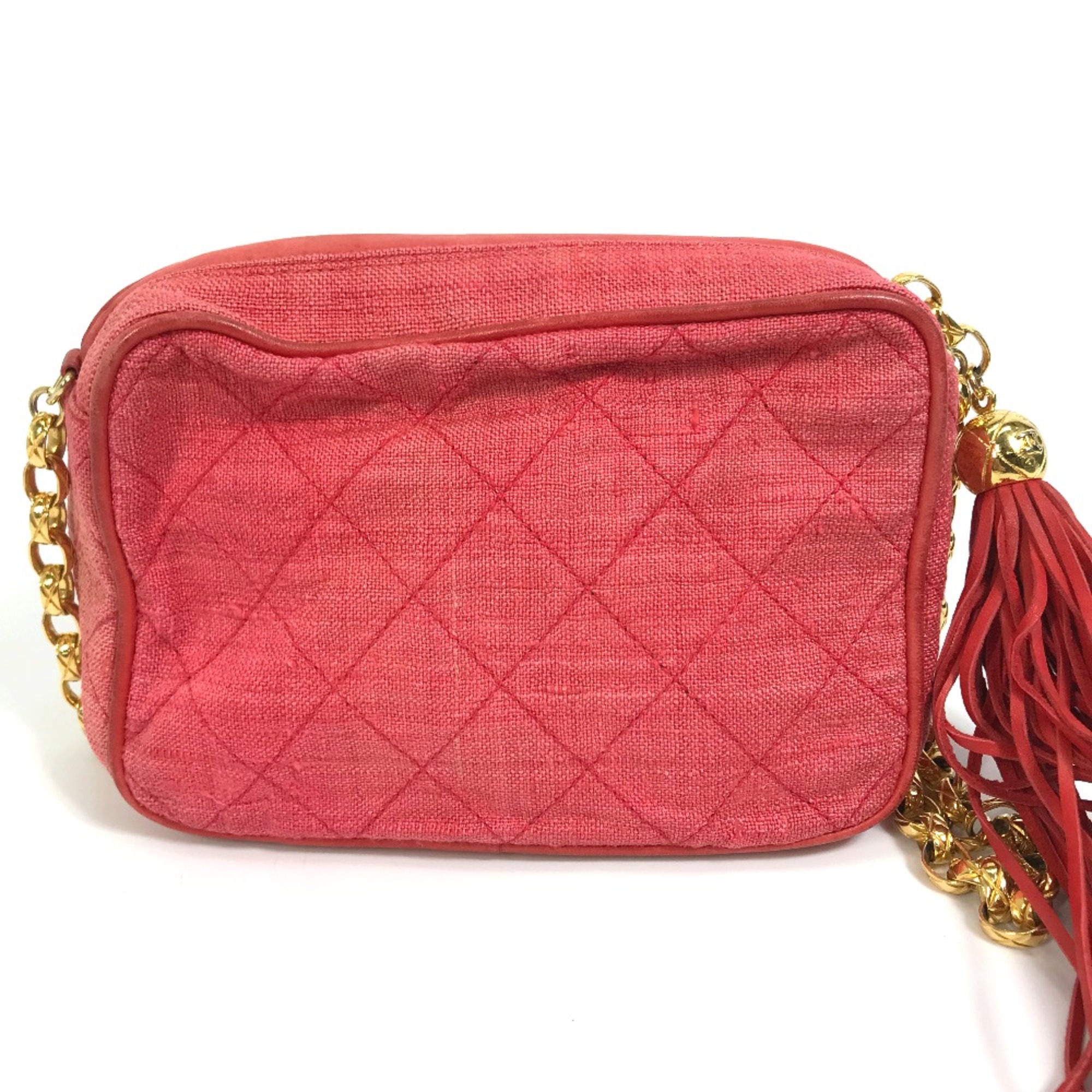 Chanel CC Mark bag fringe tassel Shoulder Bag Red x GoldHardware