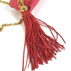 Chanel CC Mark bag fringe tassel Shoulder Bag Red x GoldHardware