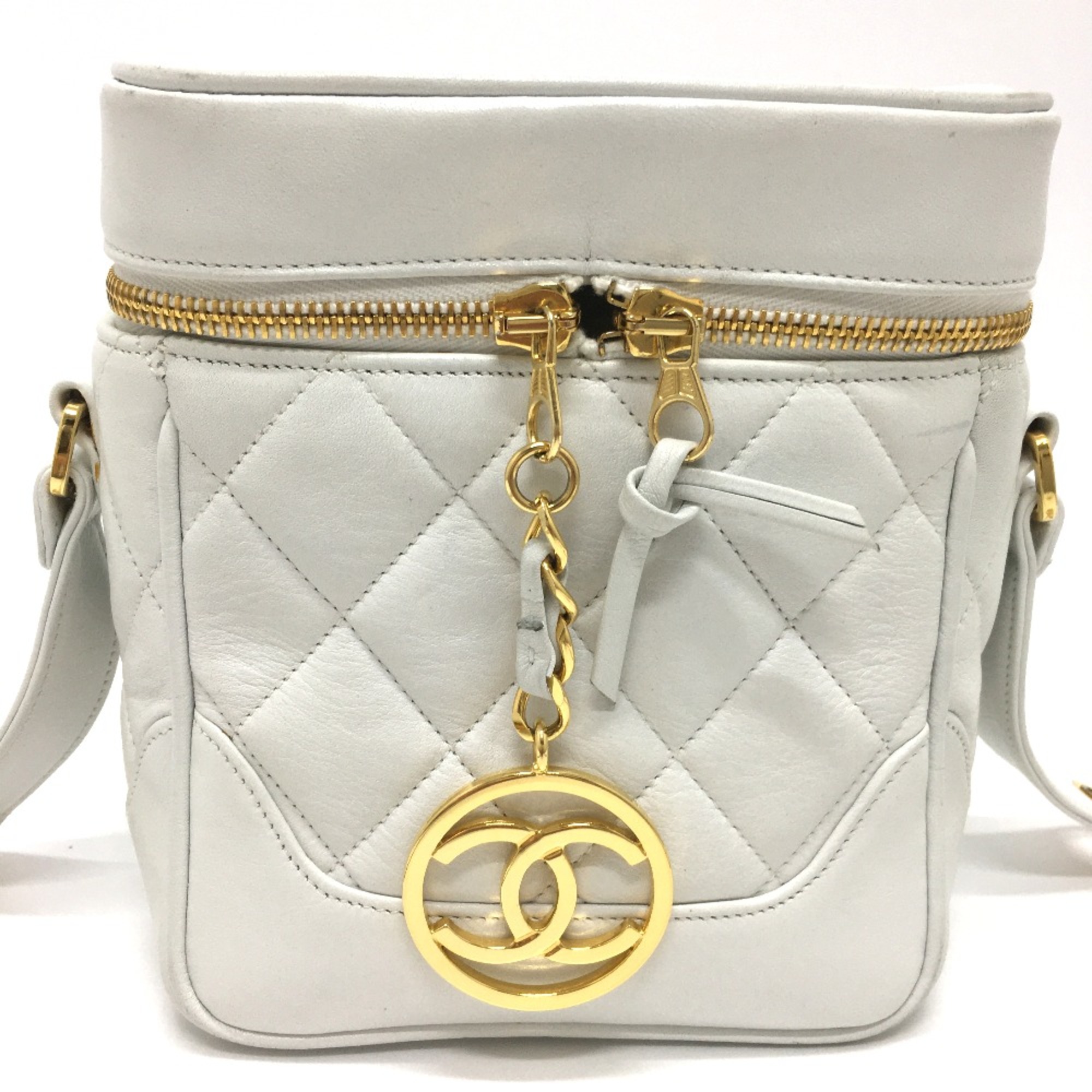 Chanel CC Mark Vanity Shoulder Bag White GoldHardware