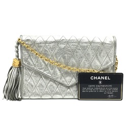 Chanel Quilted Matelasse Bag Chain Pochette Shoulder Bag Silver x GoldHardware