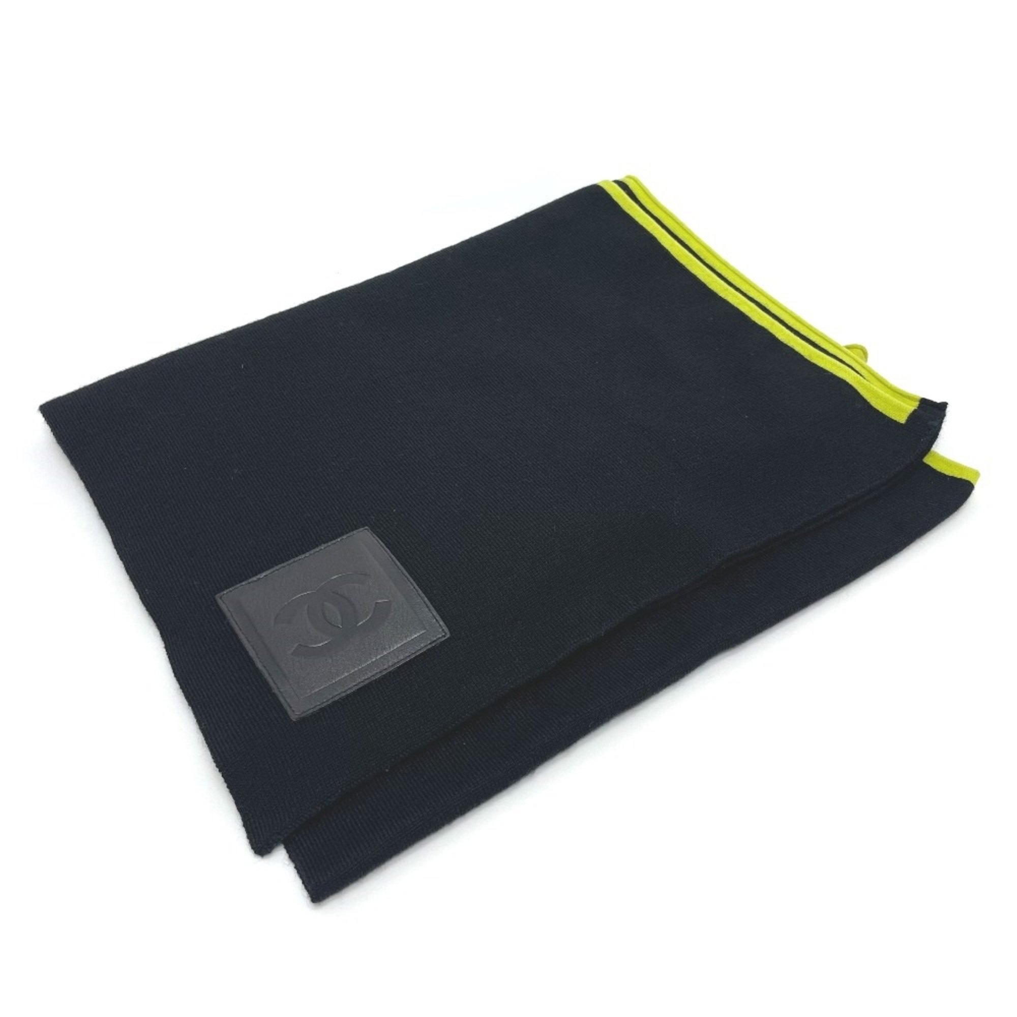 Chanel Sports Scarf Black x Fluorescent Green