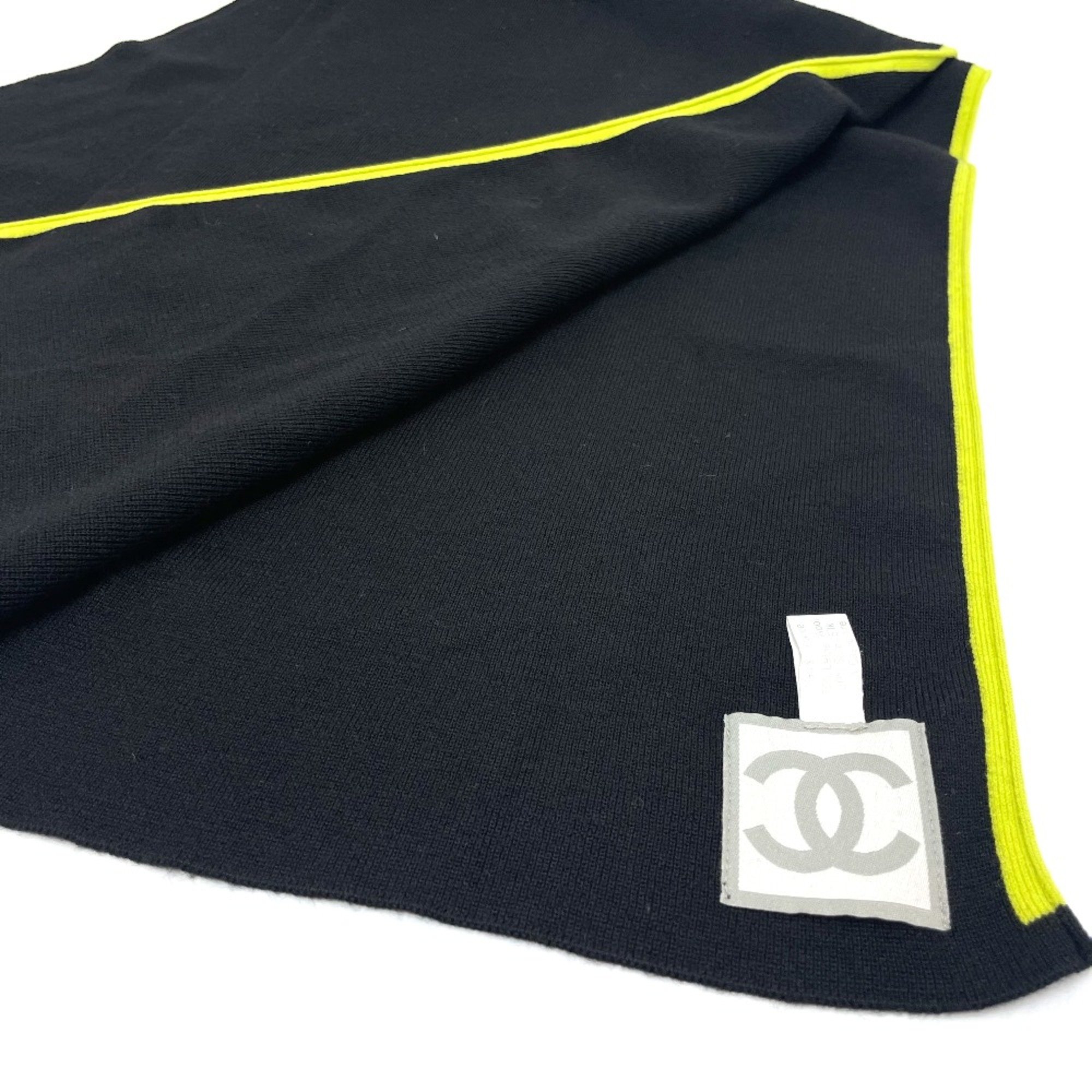 Chanel Sports Scarf Black x Fluorescent Green