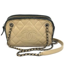 Chanel CC Mark Bag Chain Shoulder Bag Beige x Black