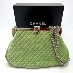 Chanel CC Mark Kisslock Bag Chain Shoulder Bag Green x SilverHardware