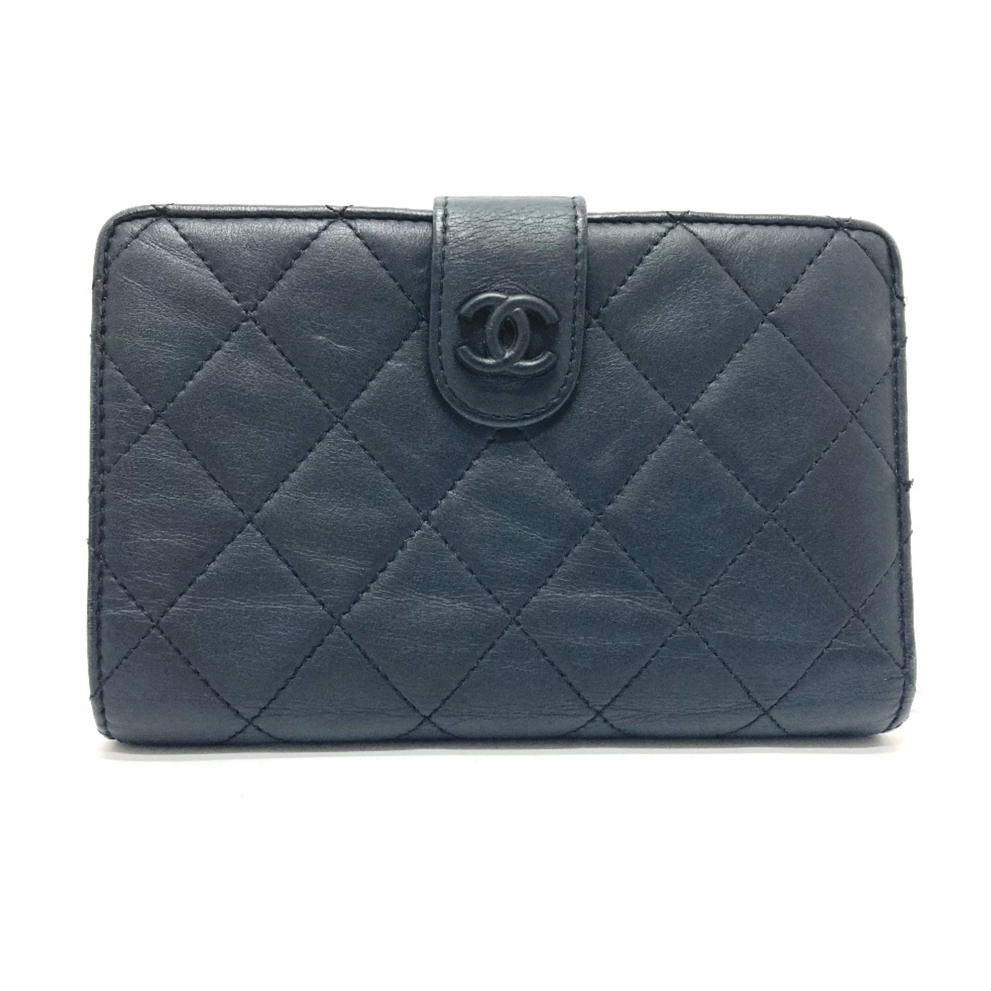 Chanel CC Mark short wallet fashion accessory Folded wallet Black