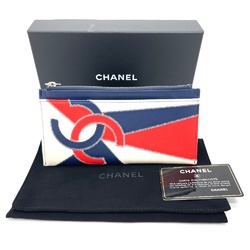 Chanel CC Mark Wallet Card Case Blue x White x Red