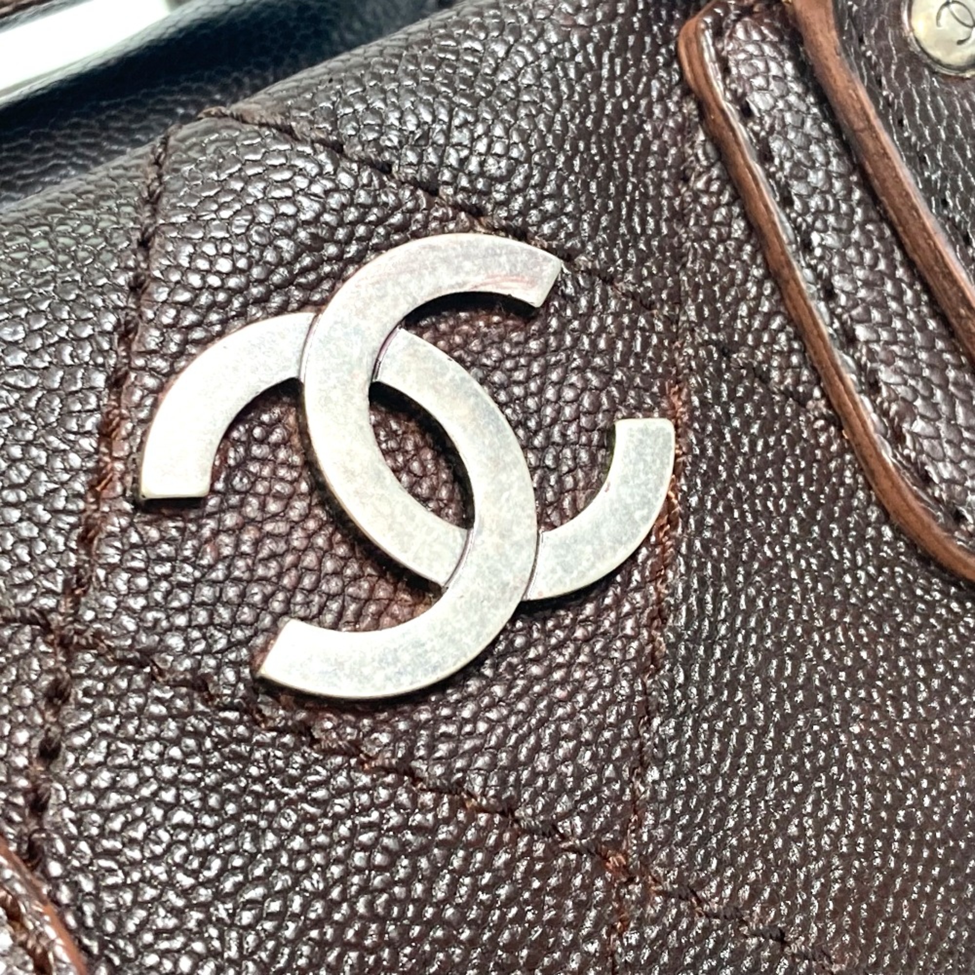 Chanel CC Mark Bag Mini Duffle Bag Hand Bag Brown SilverHardware