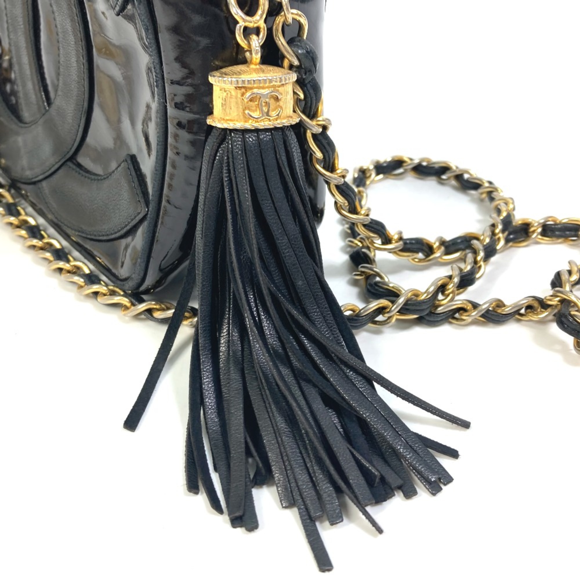 Chanel CC Mark Bag Fringe Chain Crossbody Shoulder Bag Black