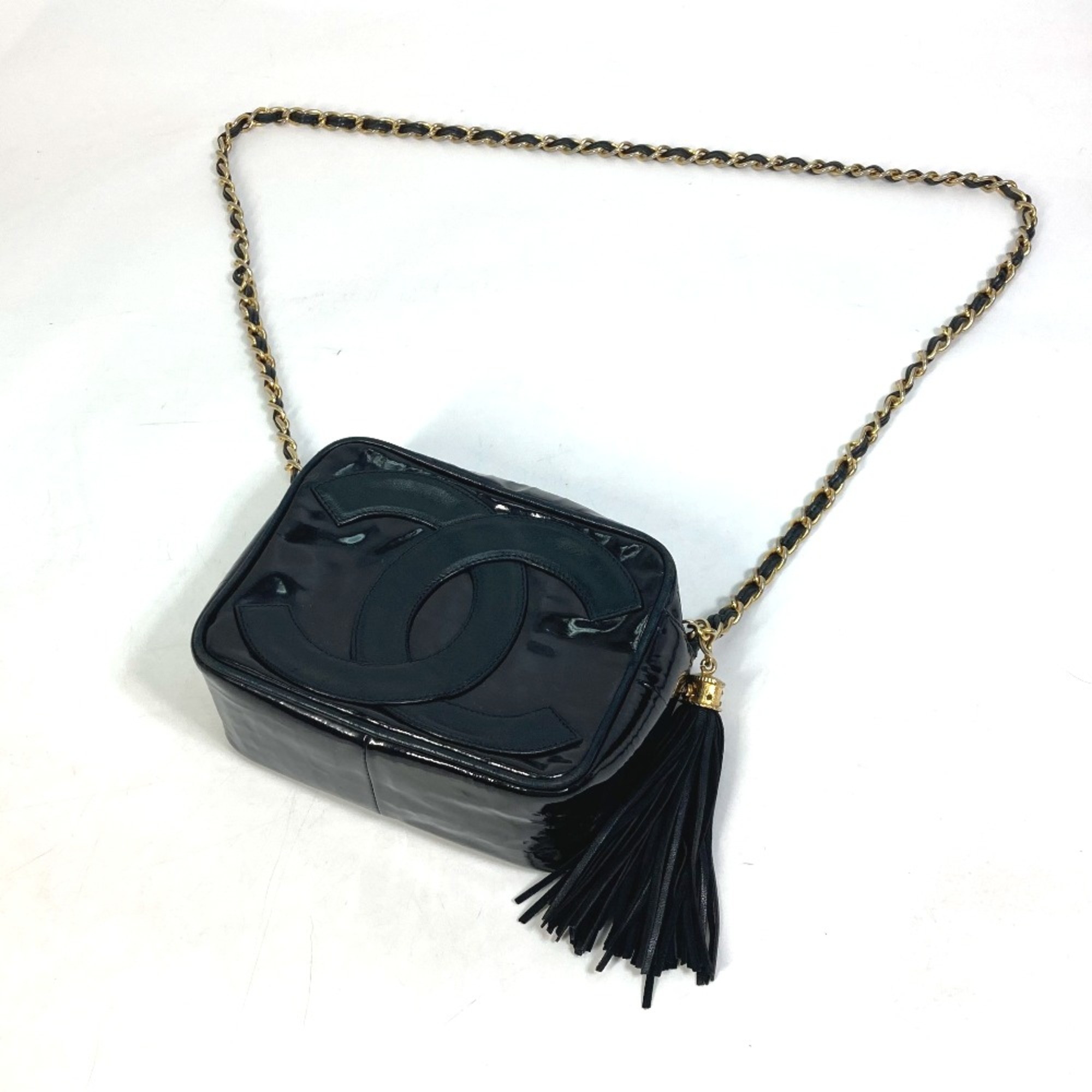 Chanel CC Mark Bag Fringe Chain Crossbody Shoulder Bag Black