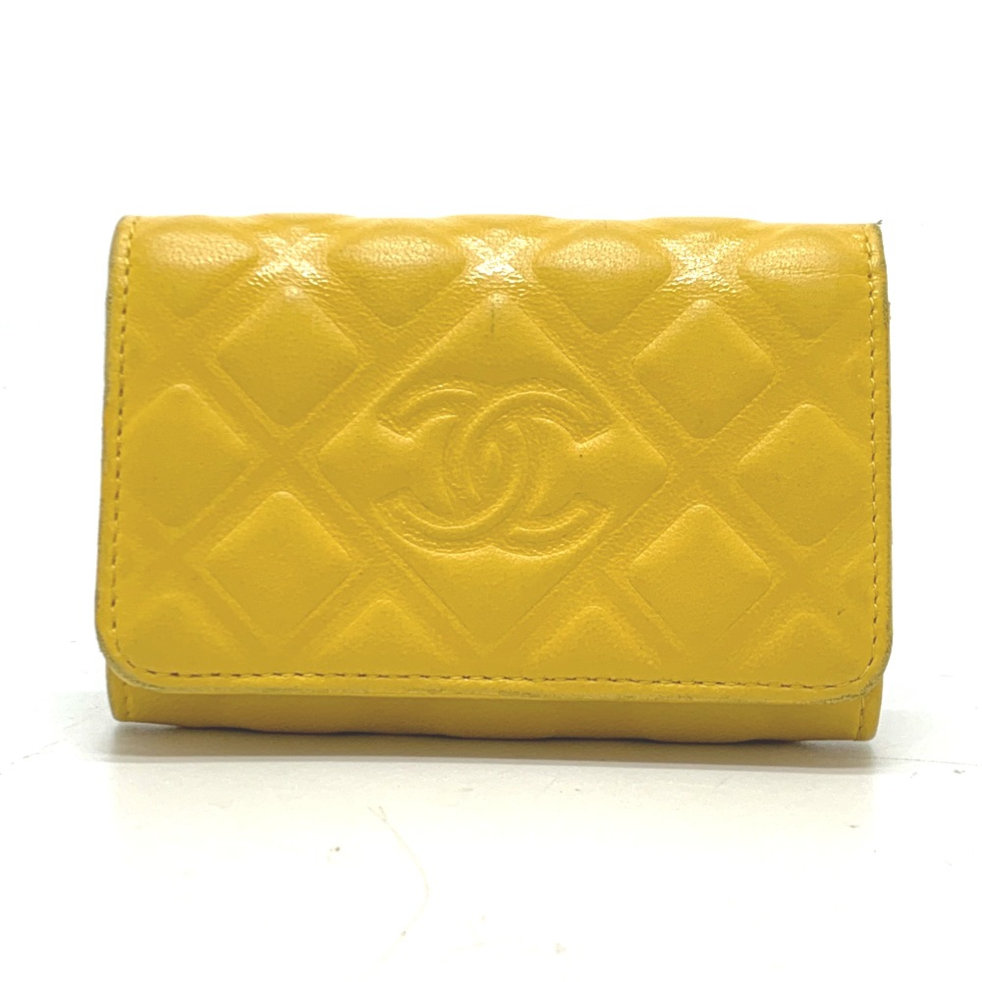 Chanel CC Mark 4 stations with key ring Key Case yellow