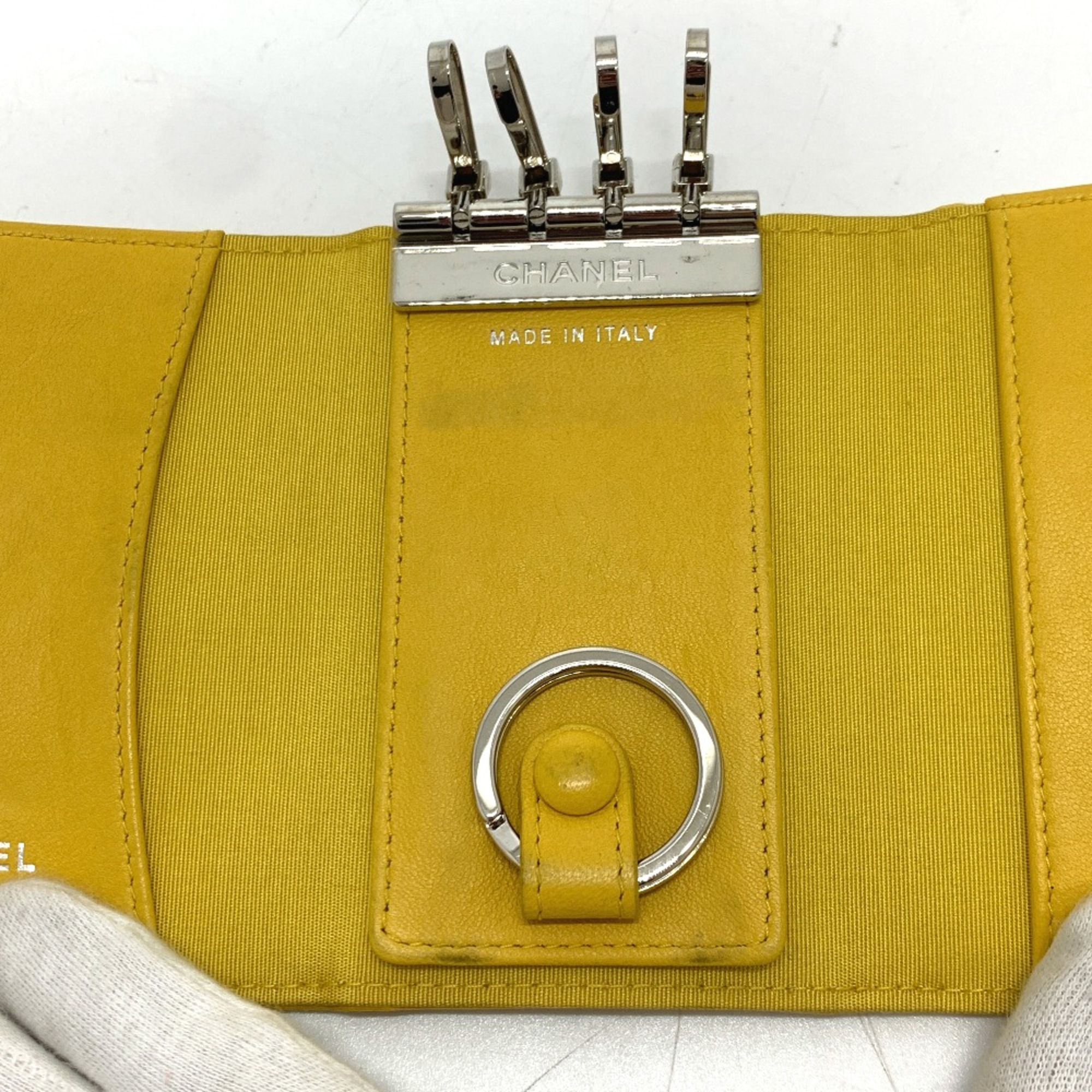 Chanel CC Mark 4 stations with key ring Key Case yellow