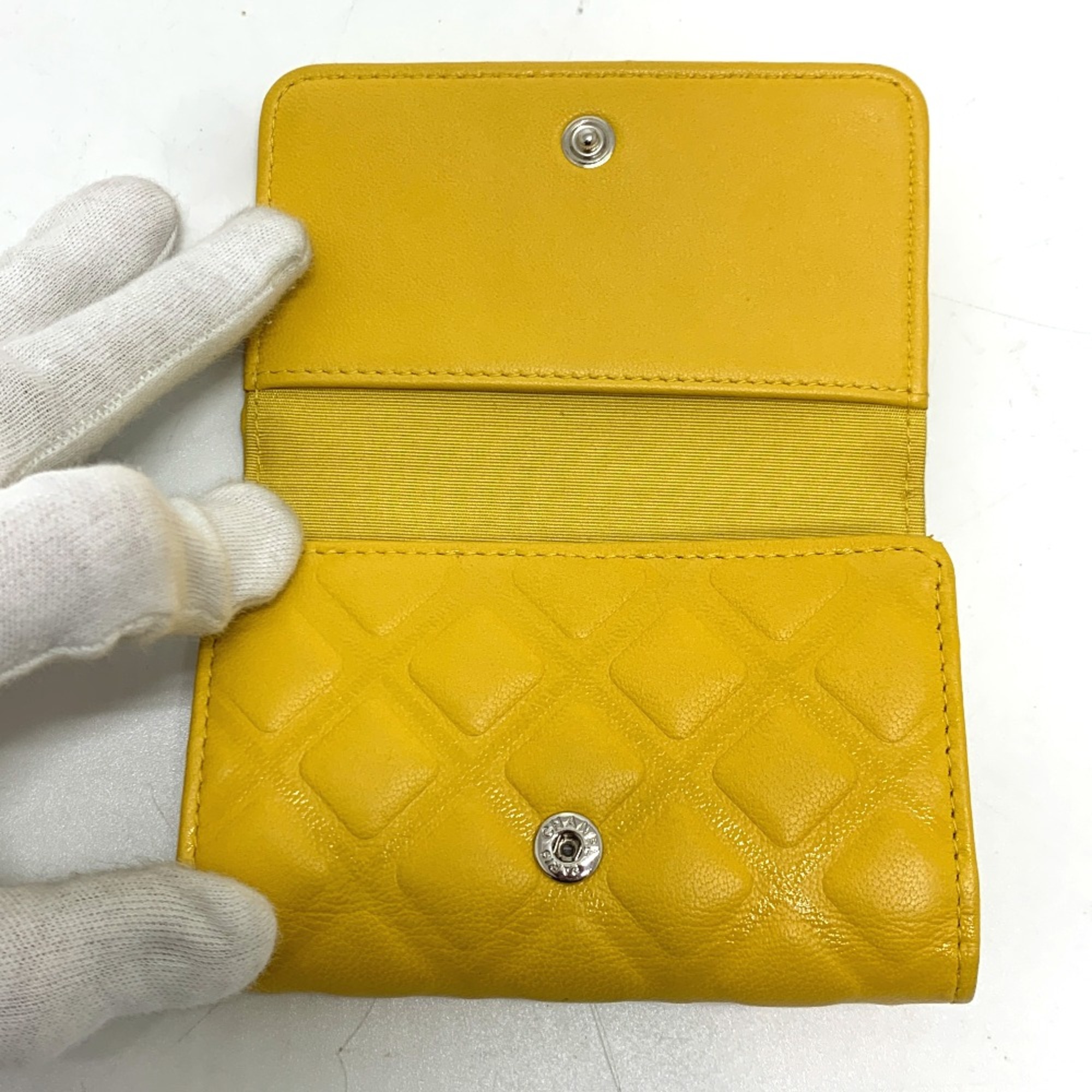 Chanel CC Mark 4 stations with key ring Key Case yellow