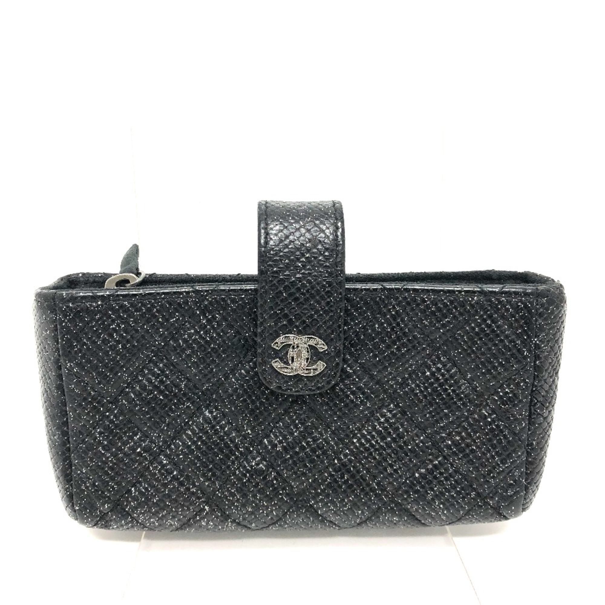 Chanel CC Mark coin purse/Coin Compartment Pouch Black SilverHardware