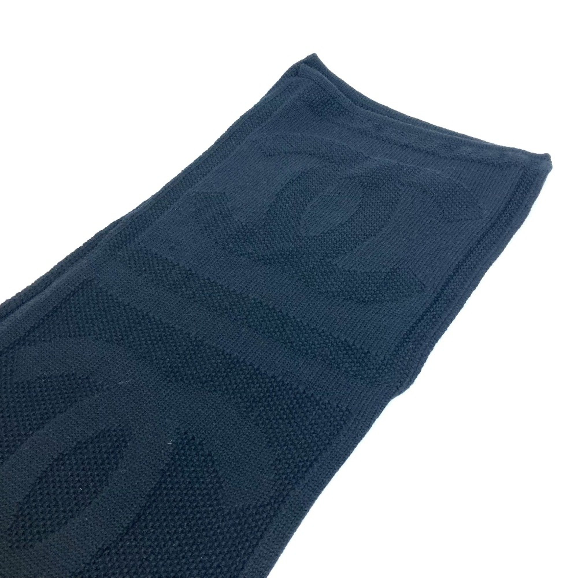 Chanel long muffler/logo Fashion Accessories Scarf Black