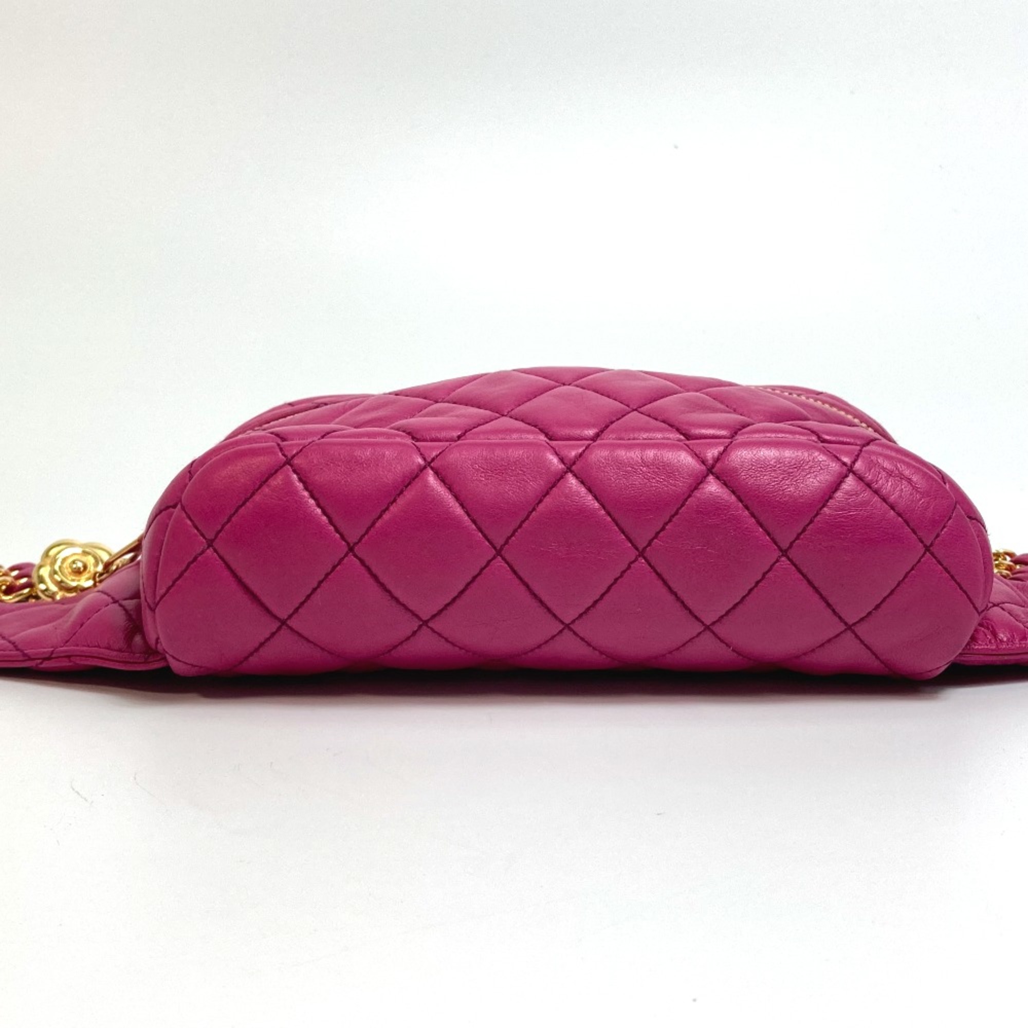 Chanel Camelia Bag Triple Chain Waist Pouch Pink Purple Based GoldHardware