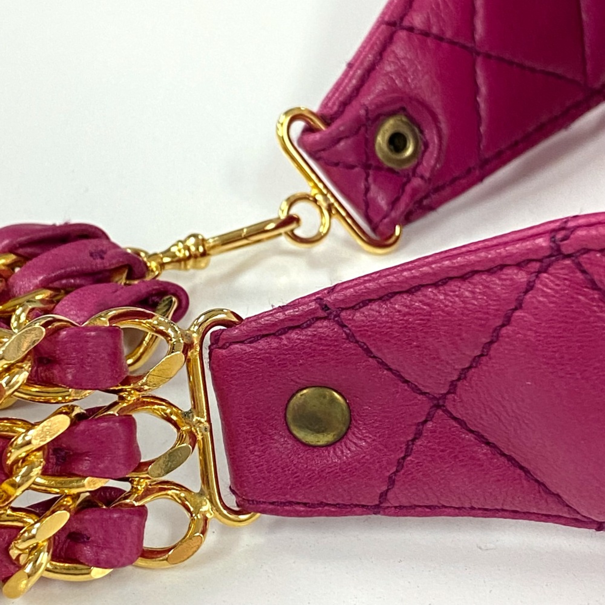 Chanel Camelia Bag Triple Chain Waist Pouch Pink Purple Based GoldHardware