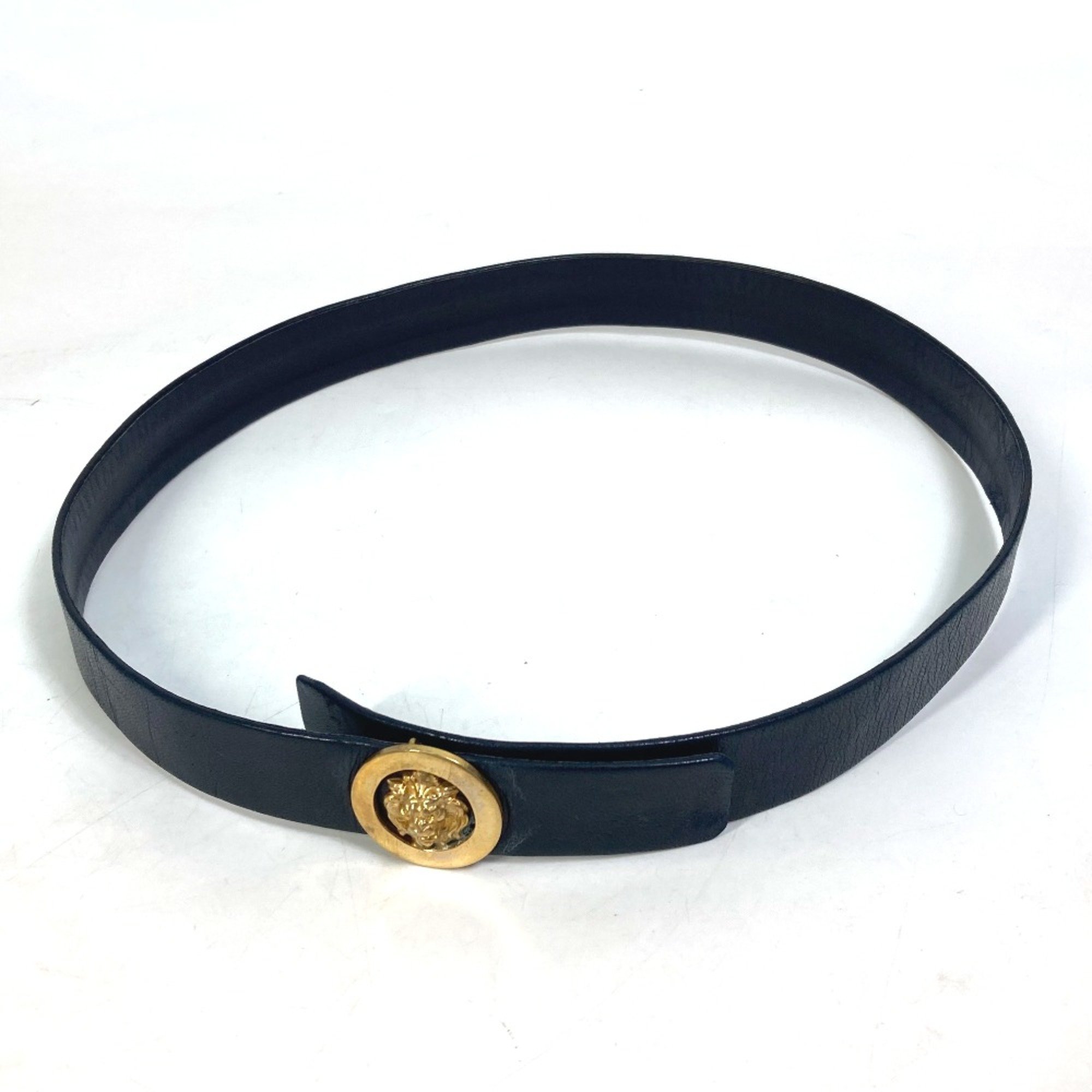 Chanel vintage Leather belt belt Navy Gold