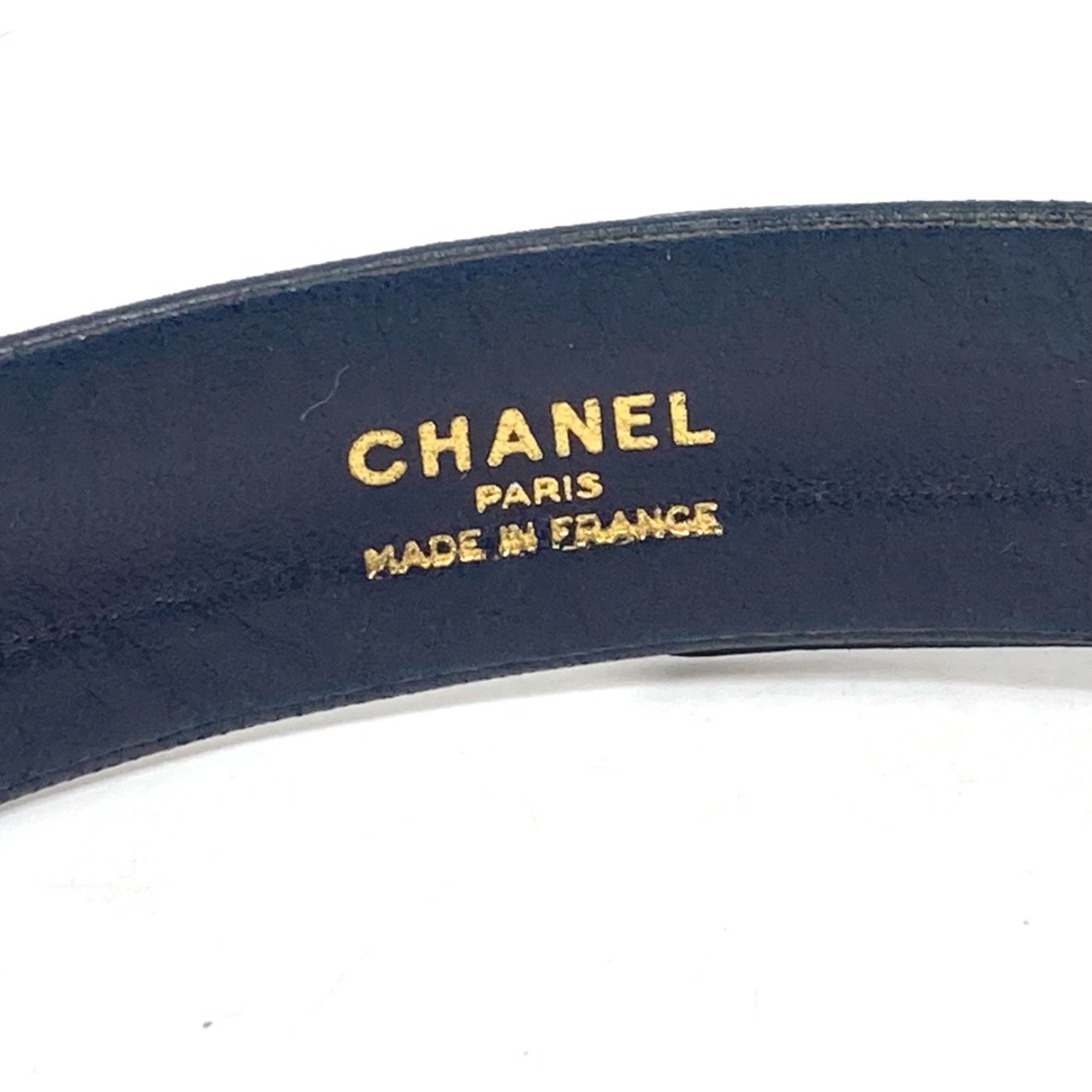 Chanel vintage Leather belt belt Navy Gold