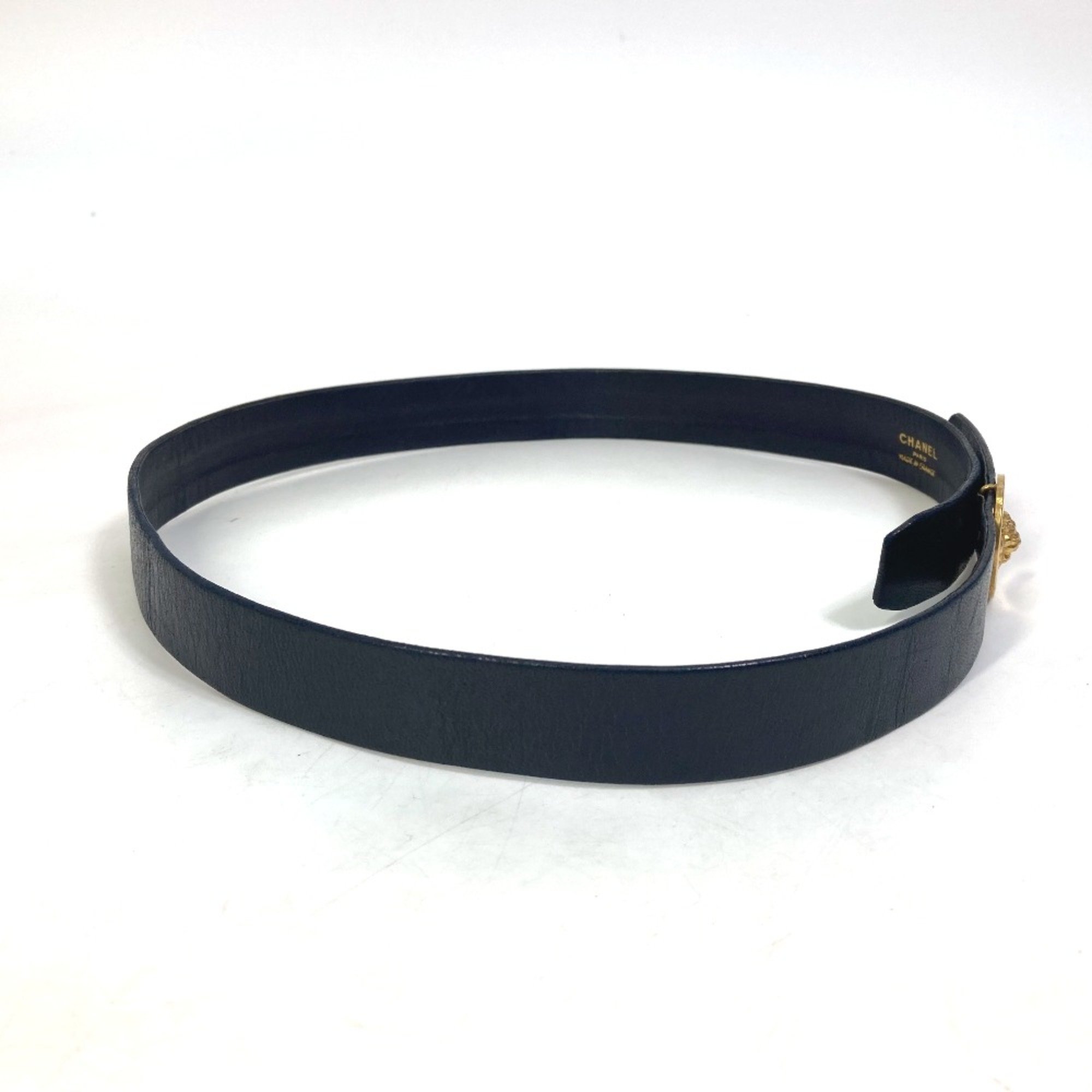 Chanel vintage Leather belt belt Navy Gold