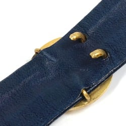 Chanel vintage Leather belt belt Navy Gold