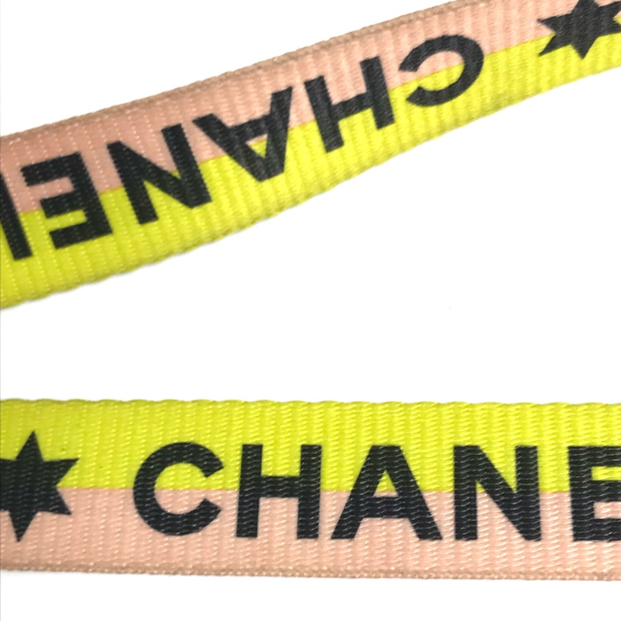 Chanel Neck strap Necklace Pink x Yellow