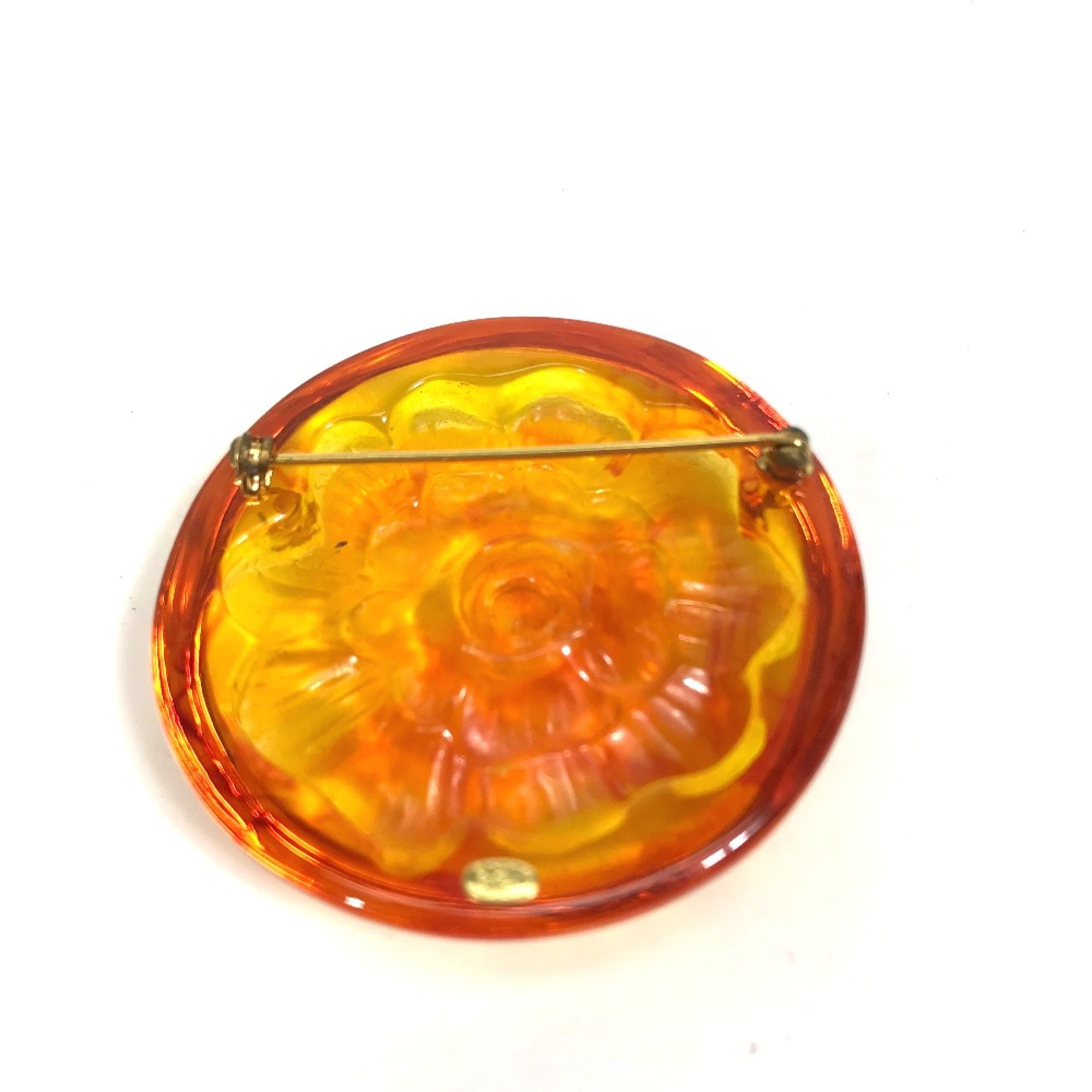 Chanel Brand accessories circle type Brooch Orange