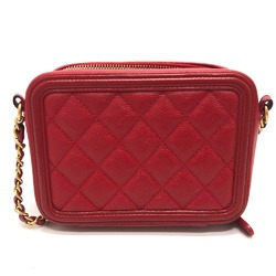 Chanel A84452 CC filigree mini Shoulder Bag Red GoldHardware