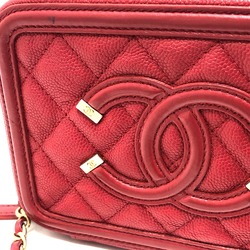 Chanel A84452 CC filigree mini Shoulder Bag Red GoldHardware