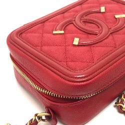 Chanel A84452 CC filigree mini Shoulder Bag Red GoldHardware