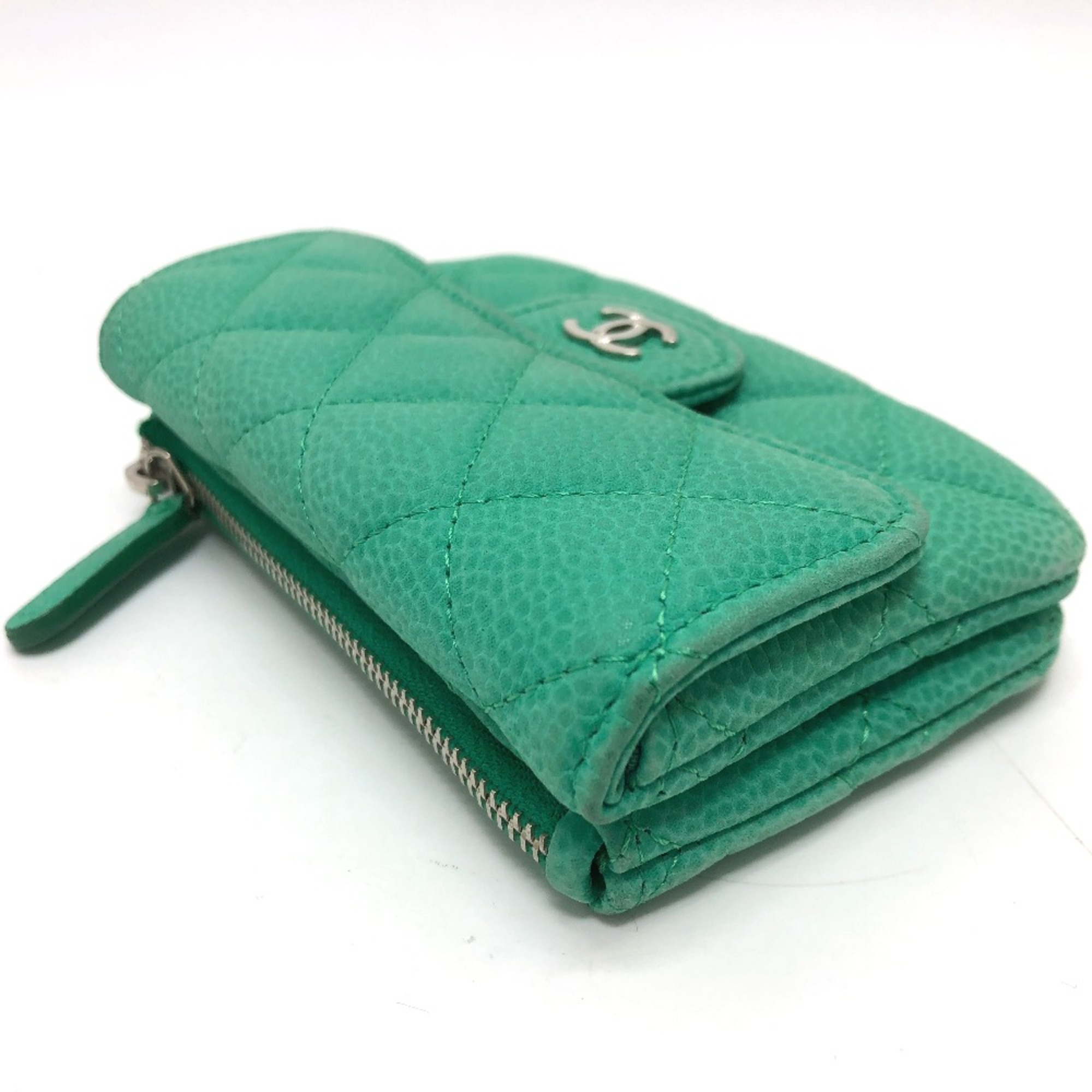 Chanel CC Mark CC Wallet coin purse Green SilverHardware