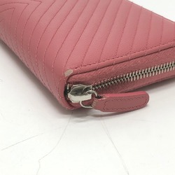 Chanel A50097 CC Mark VChevron Long Wallet pink Metal fittingsSilver