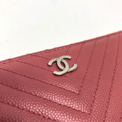 Chanel A50097 CC Mark VChevron Long Wallet pink Metal fittingsSilver