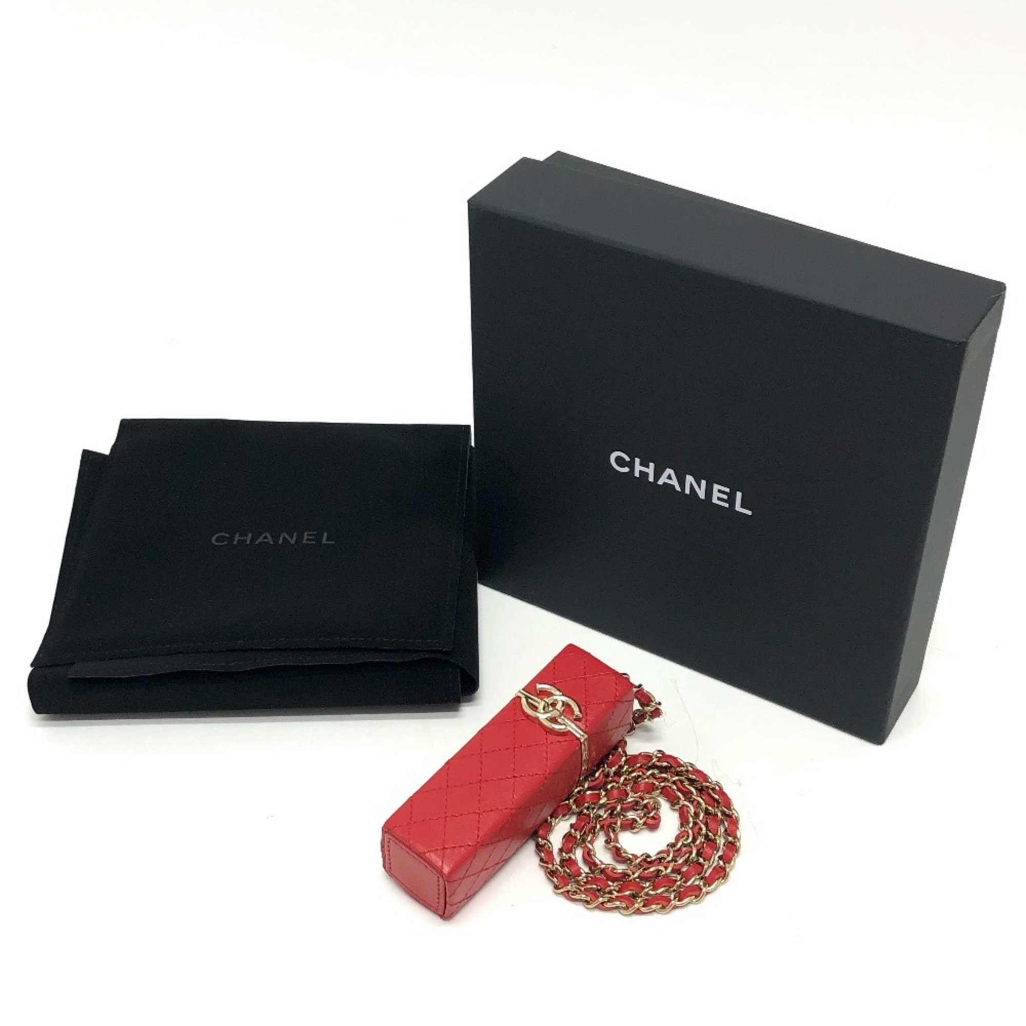 Chanel CC Mark CC Chain Shoulder Bag Shoulder Bag Red GoldHardware