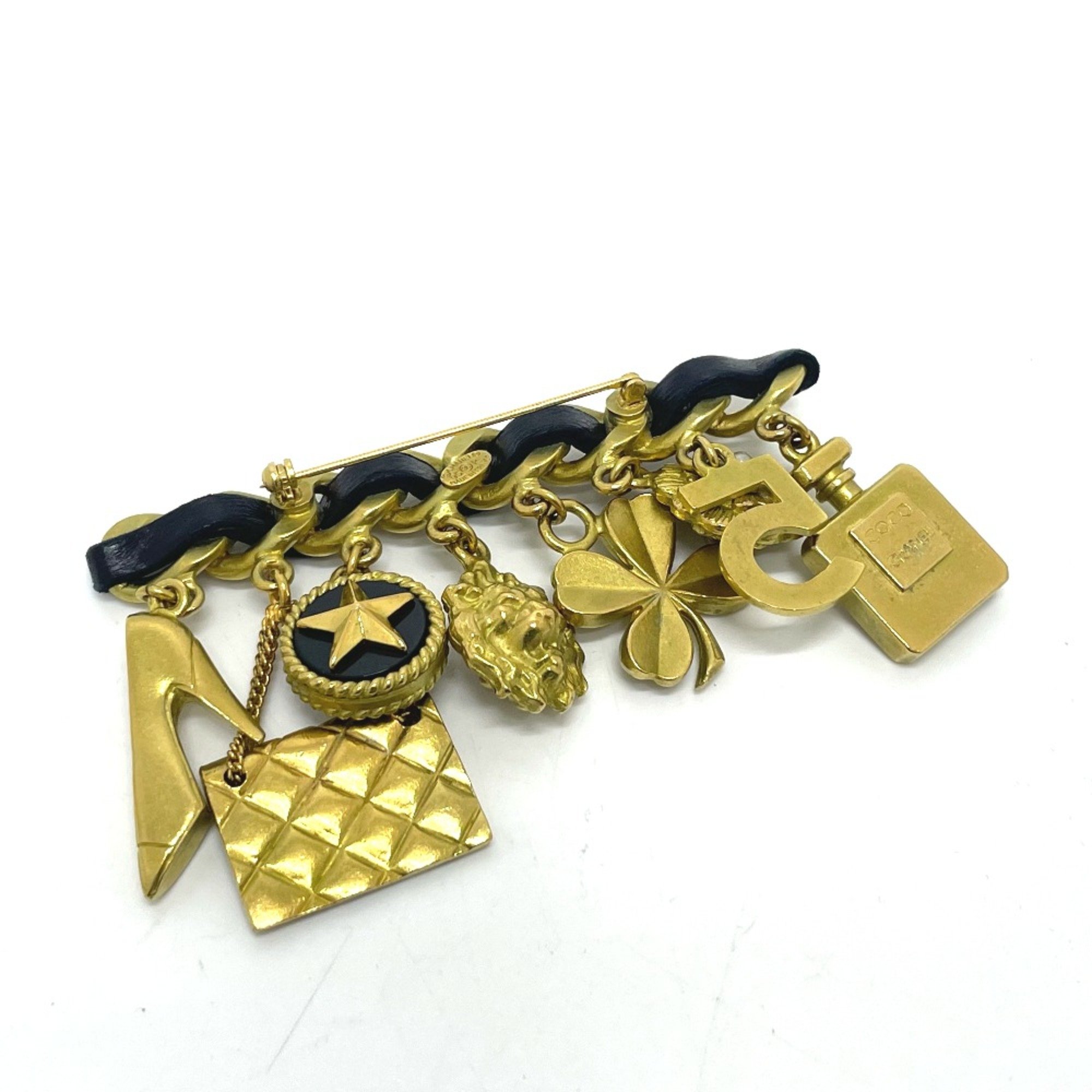 Chanel Icon vintage Pin Accessories Brooch Gold Black