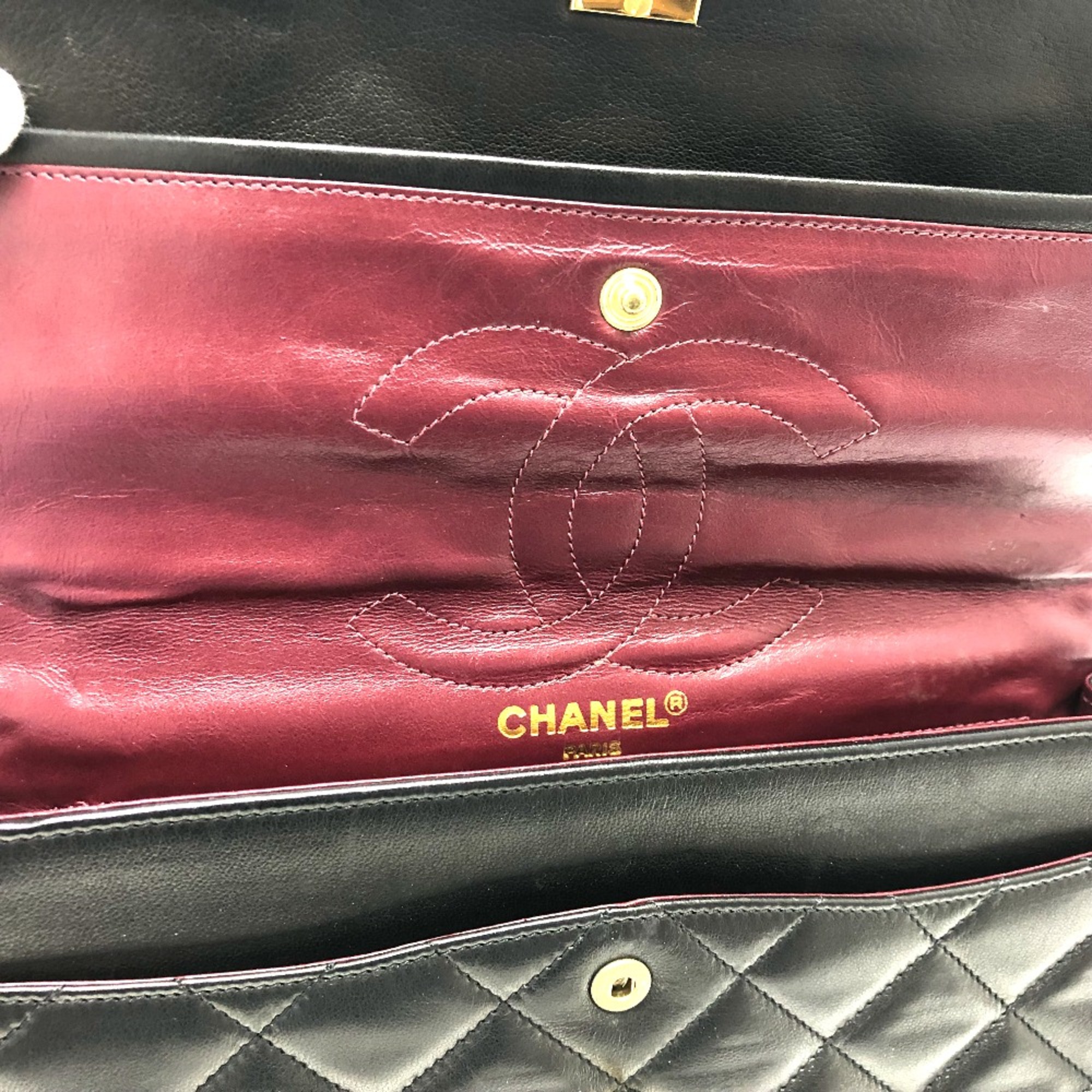 Chanel CC Mark CC double chain bag Shoulder Bag Black GoldHardware