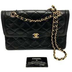 Chanel CC Mark CC double chain bag Shoulder Bag Black GoldHardware