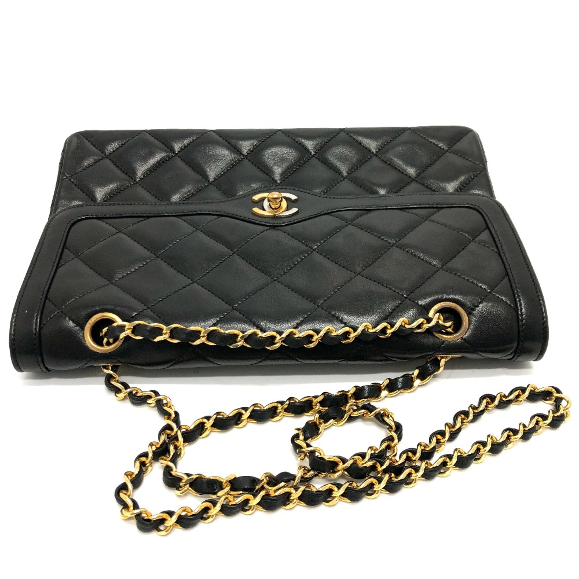 Chanel CC Mark CC double chain bag Shoulder Bag Black GoldHardware