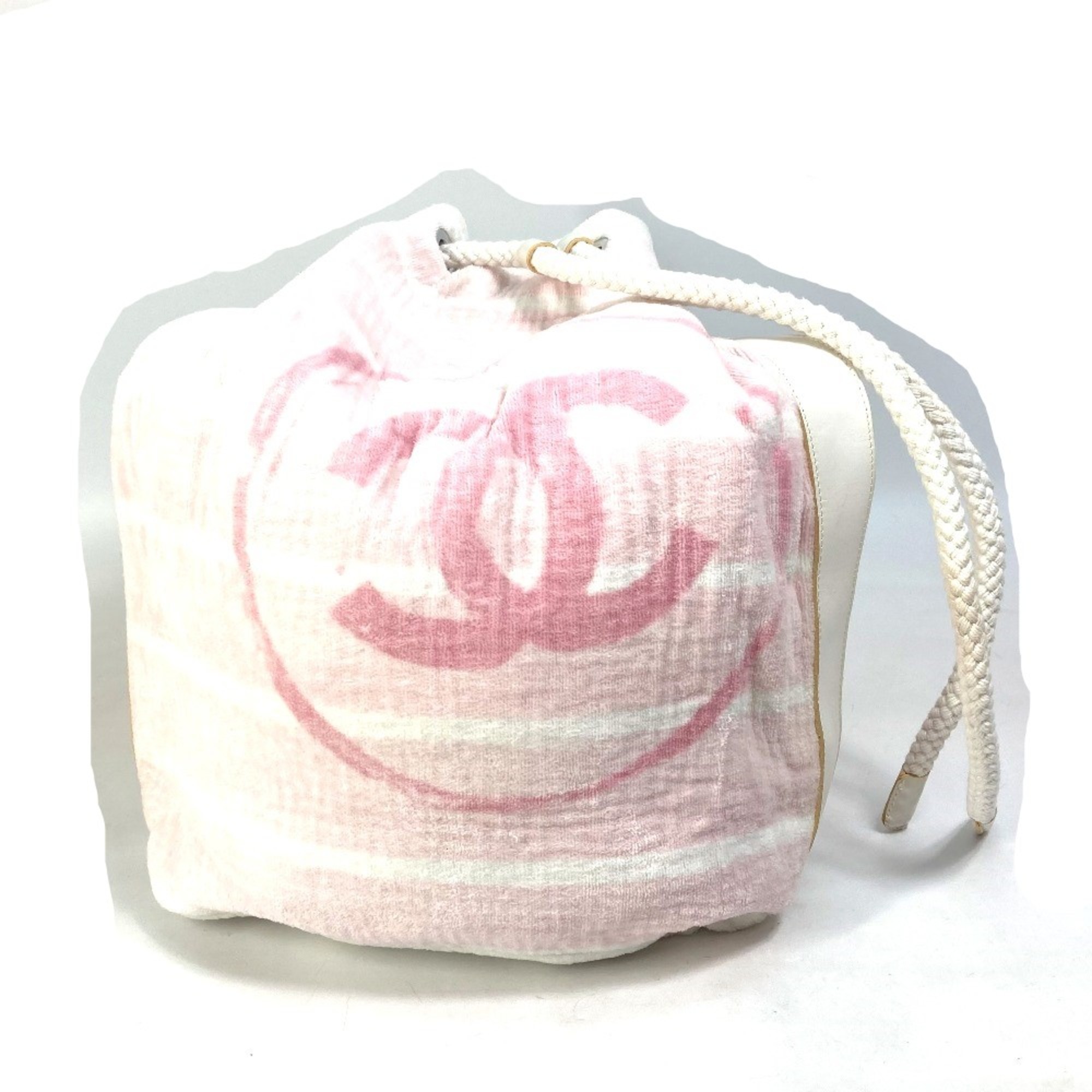 Chanel beach bag shoulder drawstring bag Shoulder Bag pink White